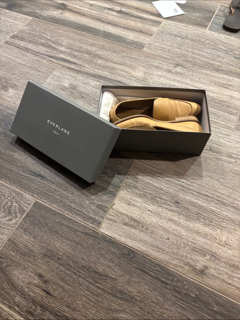 Everlane Camel Leather Slip-On Loafers
